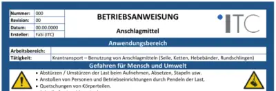 Bild zu Betriebsanweisung – Anschlagmittel