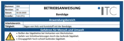 Bild zu Betriebsanweisung – Bandsäge Holz und Kunststoff
