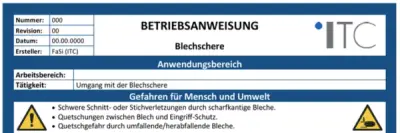 Bild zu Betriebsanweisung – Blechschere