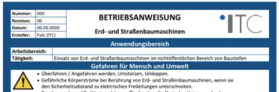 Bild zu Betriebsanweisung – Erd- und Straßenbaumaschinen
