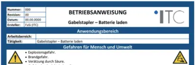 Bild zu Betriebsanweisung – Gabelstapler Batterie laden