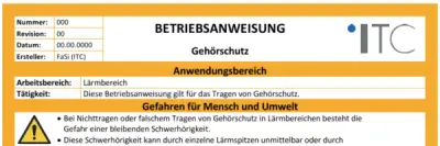 Bild zu Betriebsanweisung – Gehörschutz