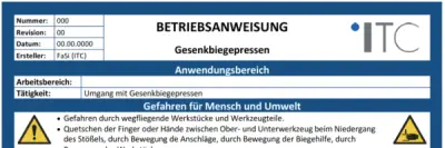Bild zu Betriebsanweisung – Gesenkbiegepressen