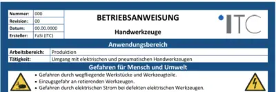 Bild zu Betriebsanweisung – Handwerkzeuge