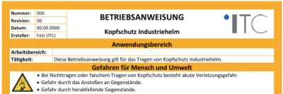 Bild zu Betriebsanweisung – Kopfschutz Industriehelm
