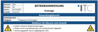 Bild zu Betriebsanweisung – Kreissäge