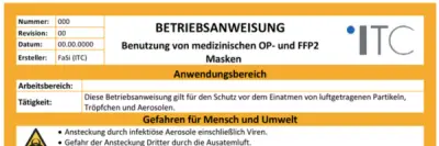 Bild zu Betriebsanweisung – Benutzung von medizinischen OP- und FFP2 Masken