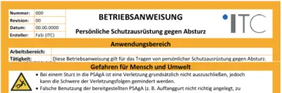 Bild zu Betriebsanweisung – Persönliche Schutzausrüstung gegen Absturz