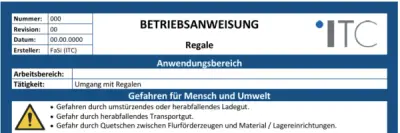 Bild zu Betriebsanweisung – Regale