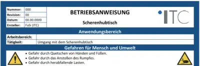 Bild zu Betriebsanweisung – Scherenhubtisch