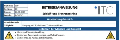 Bild zu Betriebsanweisung – Schleif- und Trennmaschine
