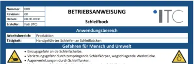 Bild zu Betriebsanweisung – Schleifbock