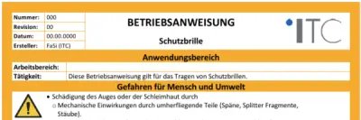 Bild zu Betriebsanweisung – Schutzbrille