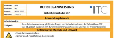 Bild zu Betriebsanweisung – Sicherheitsschuhe S1P