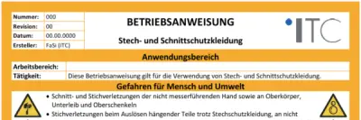Bild zu Betriebsanweisung – Stech- und Schnittschutzkleidung