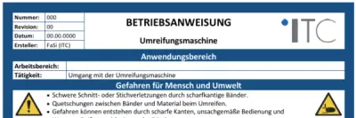 Bild zu Betriebsanweisung – Umreifungsmaschine
