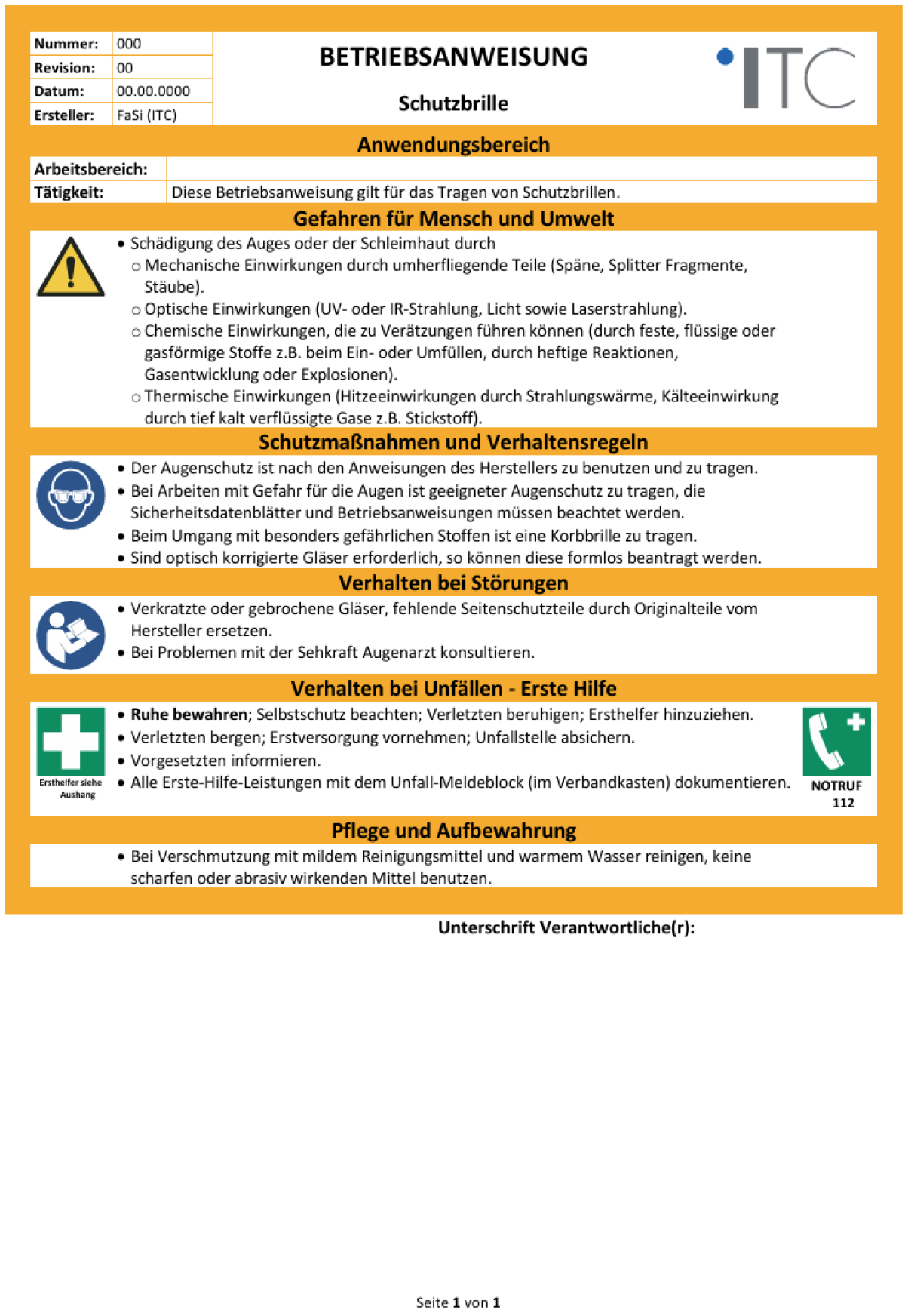 Vorschau: Betriebsanweisung – Schutzbrille
