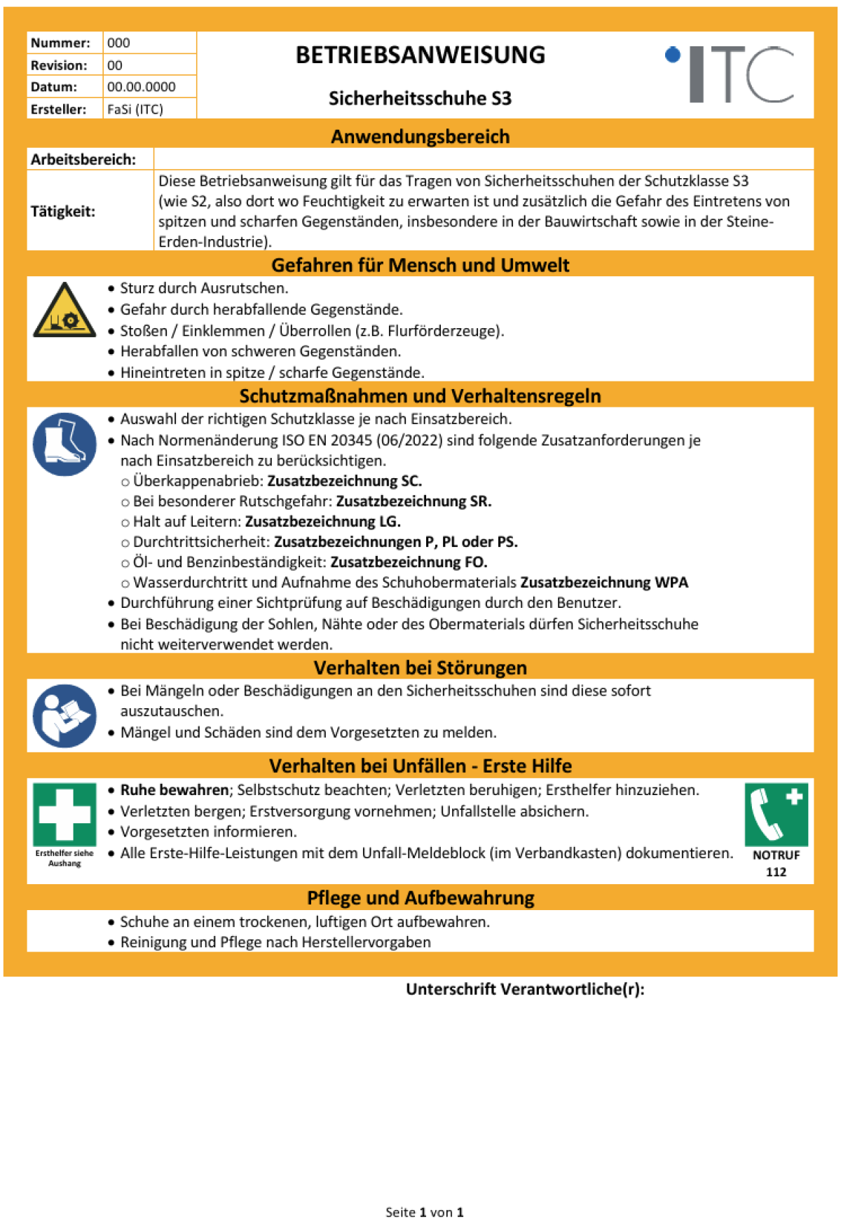 Vorschau: Betriebsanweisung – Sicherheitsschuhe S3