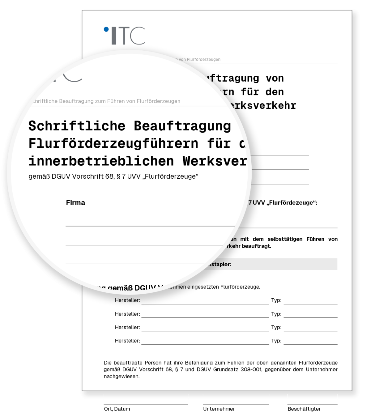 Vorschau: Vorlage Schriftliche Beauftragung Bedienung Flurförderzeuge (Gabelstapler)