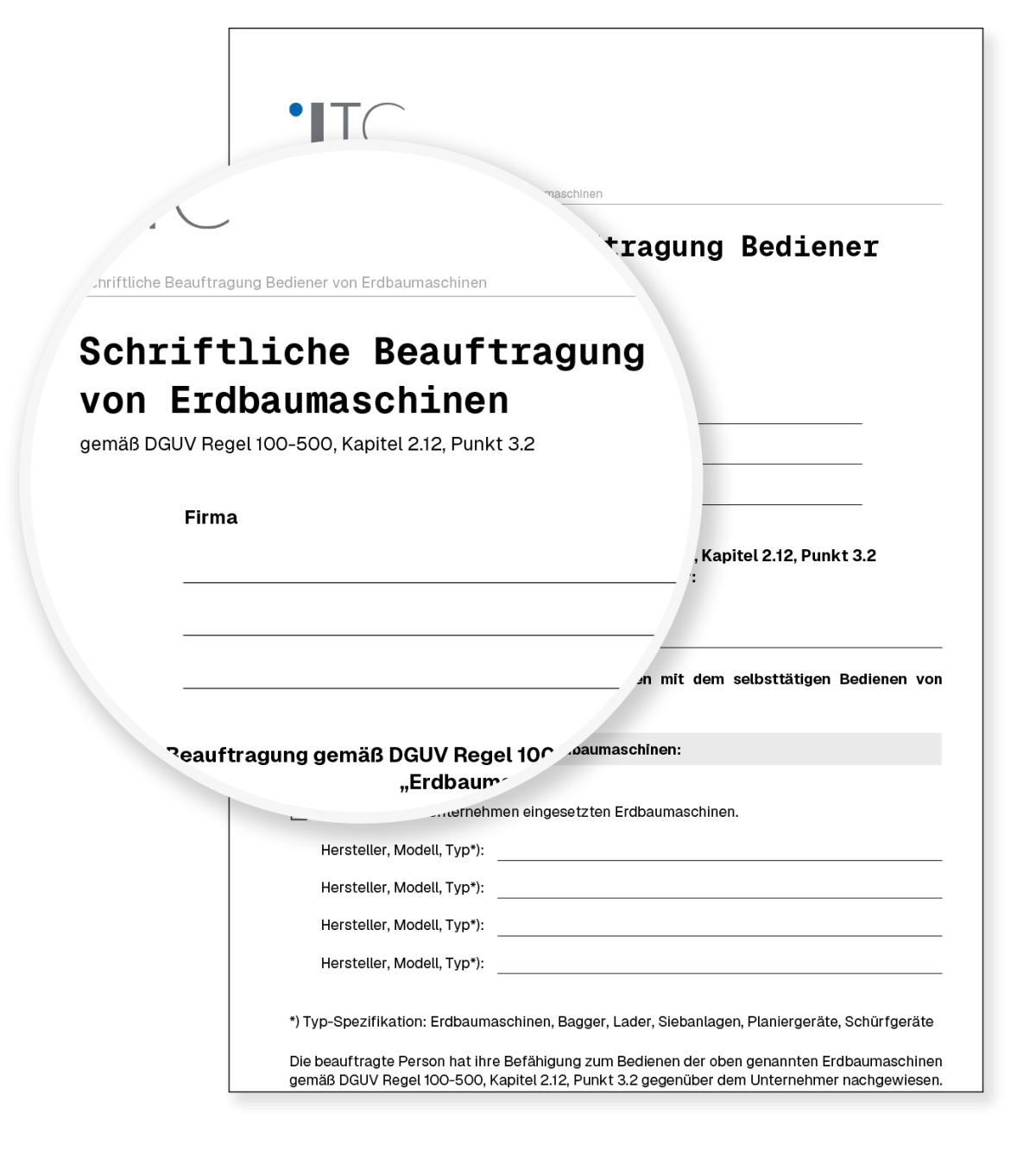 Vorschau: Vorlage Schriftliche Beauftragung Bediener von Erdbaumaschinen