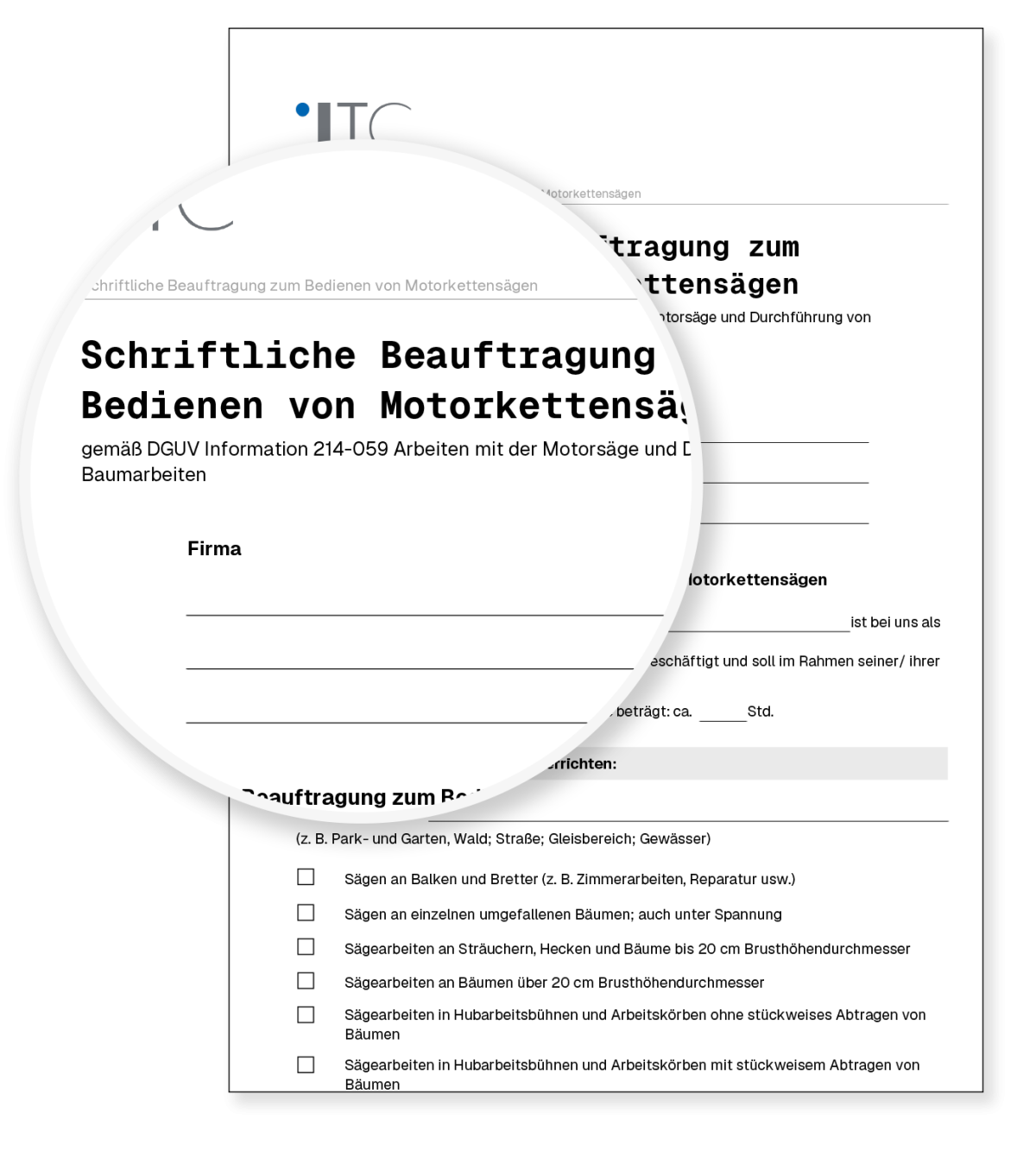 Vorschau: Vorlage Schriftliche Beauftragung zum Bedienen von Motorkettensägen