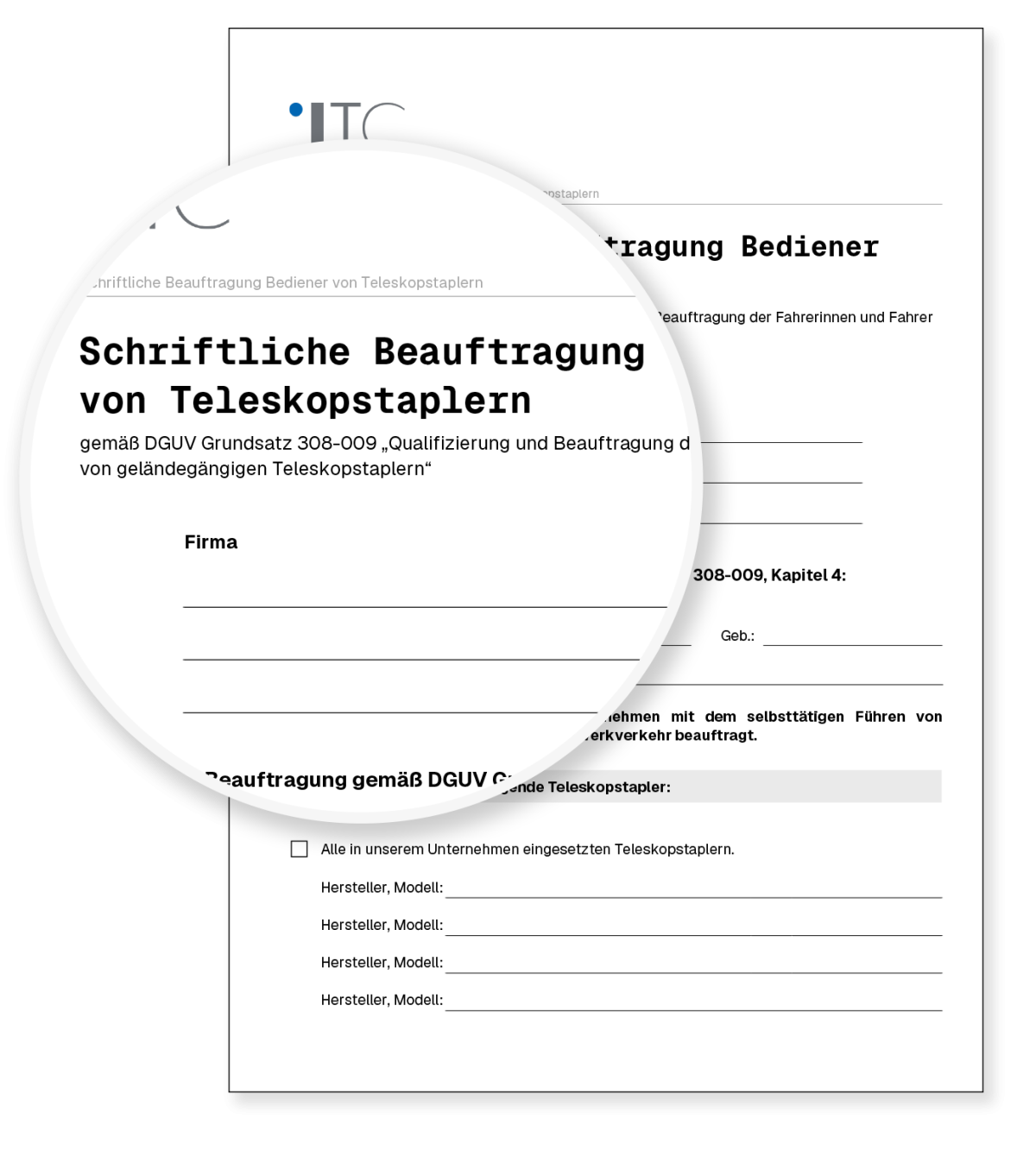 Vorschau: Vorlage Schriftliche Beauftragung Bediener Teleskopstapler