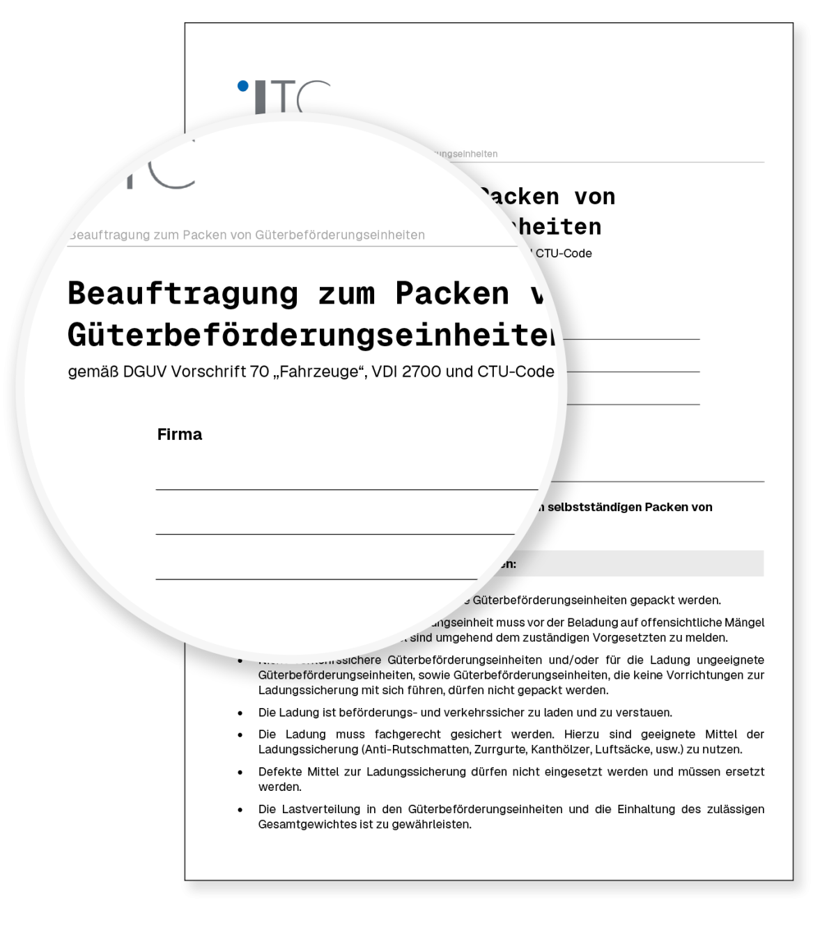 Vorschau: Vorlage Beauftragung zum Packen von Güterbeförderungseinheiten