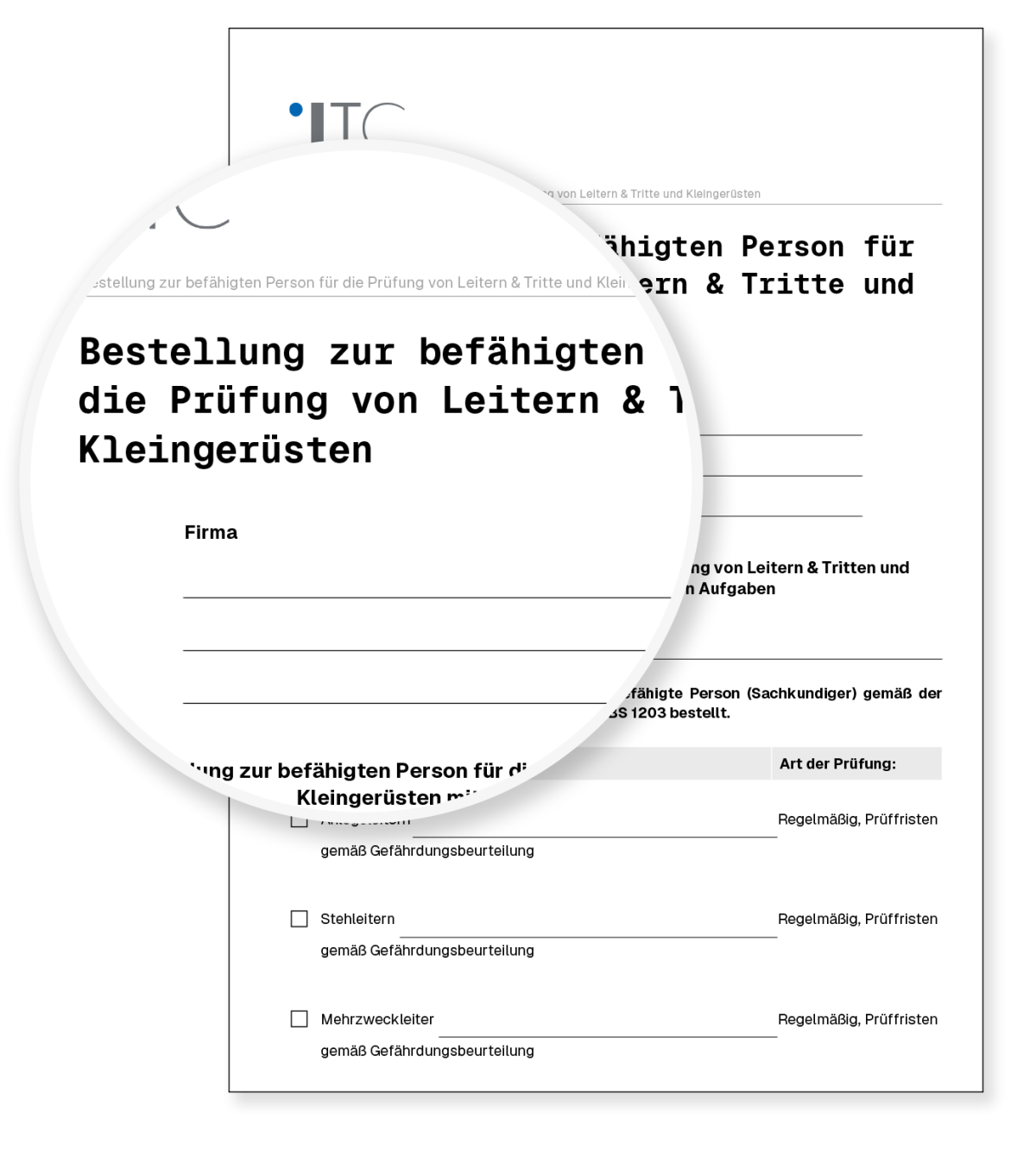 Vorschau: Vorlage Bestellung zur befähigten Person für die Prüfung von Leitern & Tritten, Kleingerüsten
