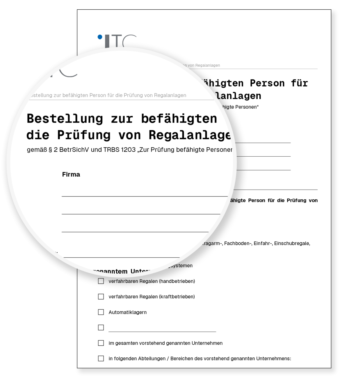 Vorschau: Vorlage Bestellung zur befähigten Person für die Prüfung von Regalanlagen