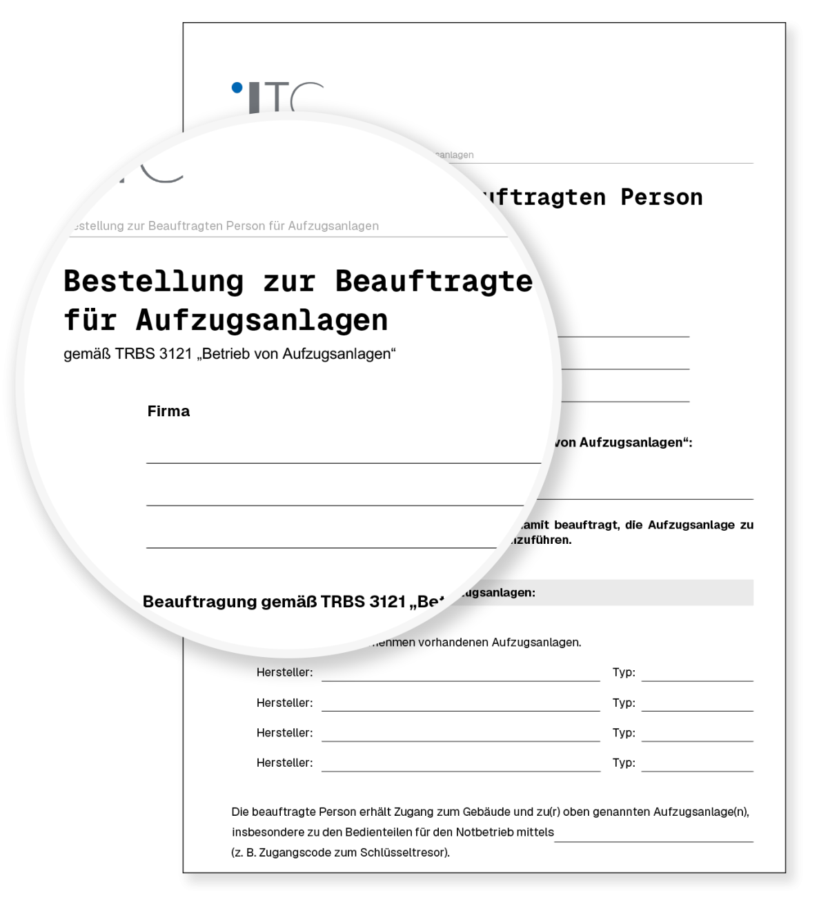 Vorschau: Vorlage Bestellung zur Beauftragten Person für Aufzugsanlagen – Prüfung