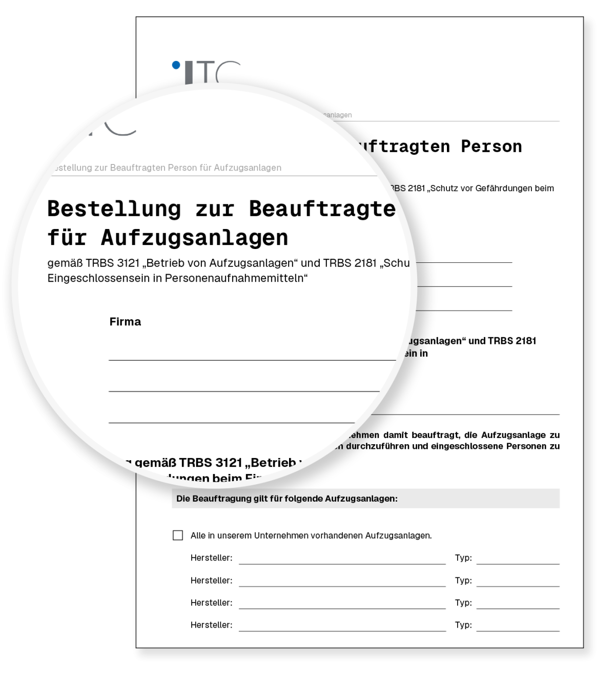 Vorschau: Vorlage Bestellung zur Beauftragten Person für Aufzugsanlagen – Prüfung und Rettung