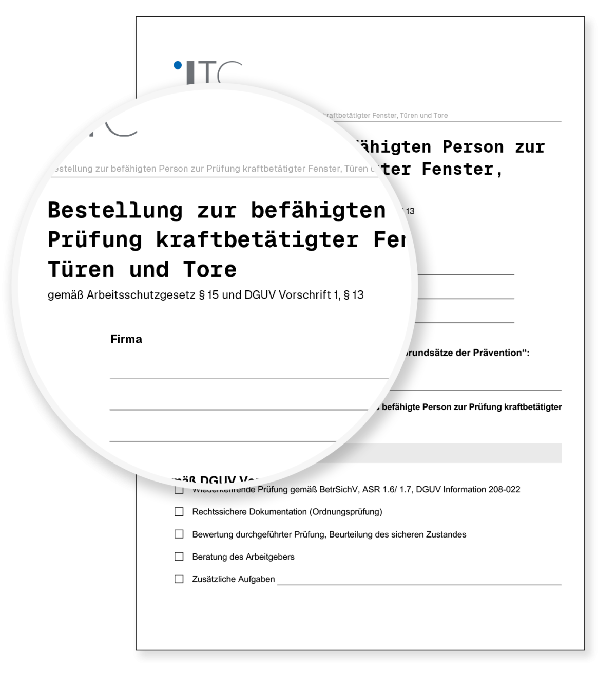 Vorschau: Vorlage Schriftliche Bestellung befähigte Person zur Prüfung kraftbetätigter Fenster, Türen und Tore