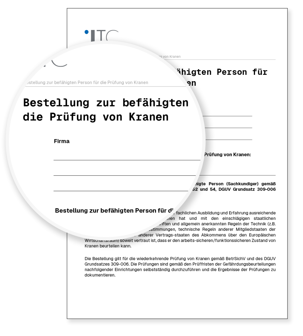 Vorschau: Vorlage Bestellung zur befähigten Person für die Prüfung von Kranen