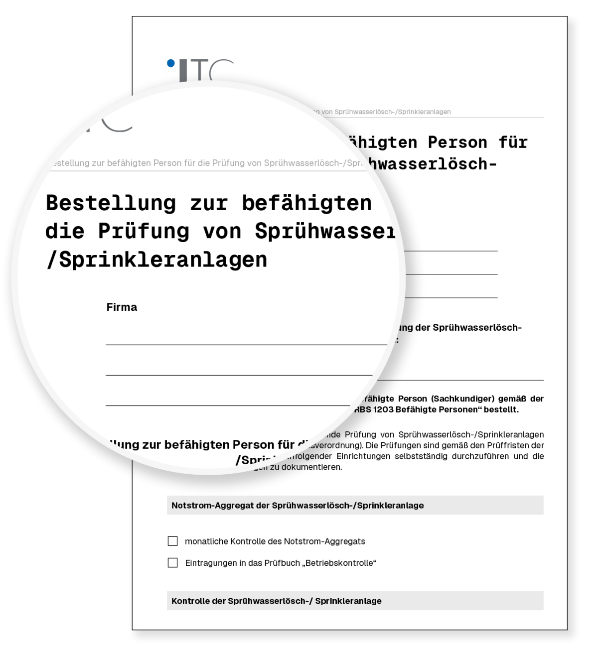 Vorschau: Vorlage Bestellung zur befähigten Person für die Prüfung von Sprühwasserlösch-/Sprinkleranlagen