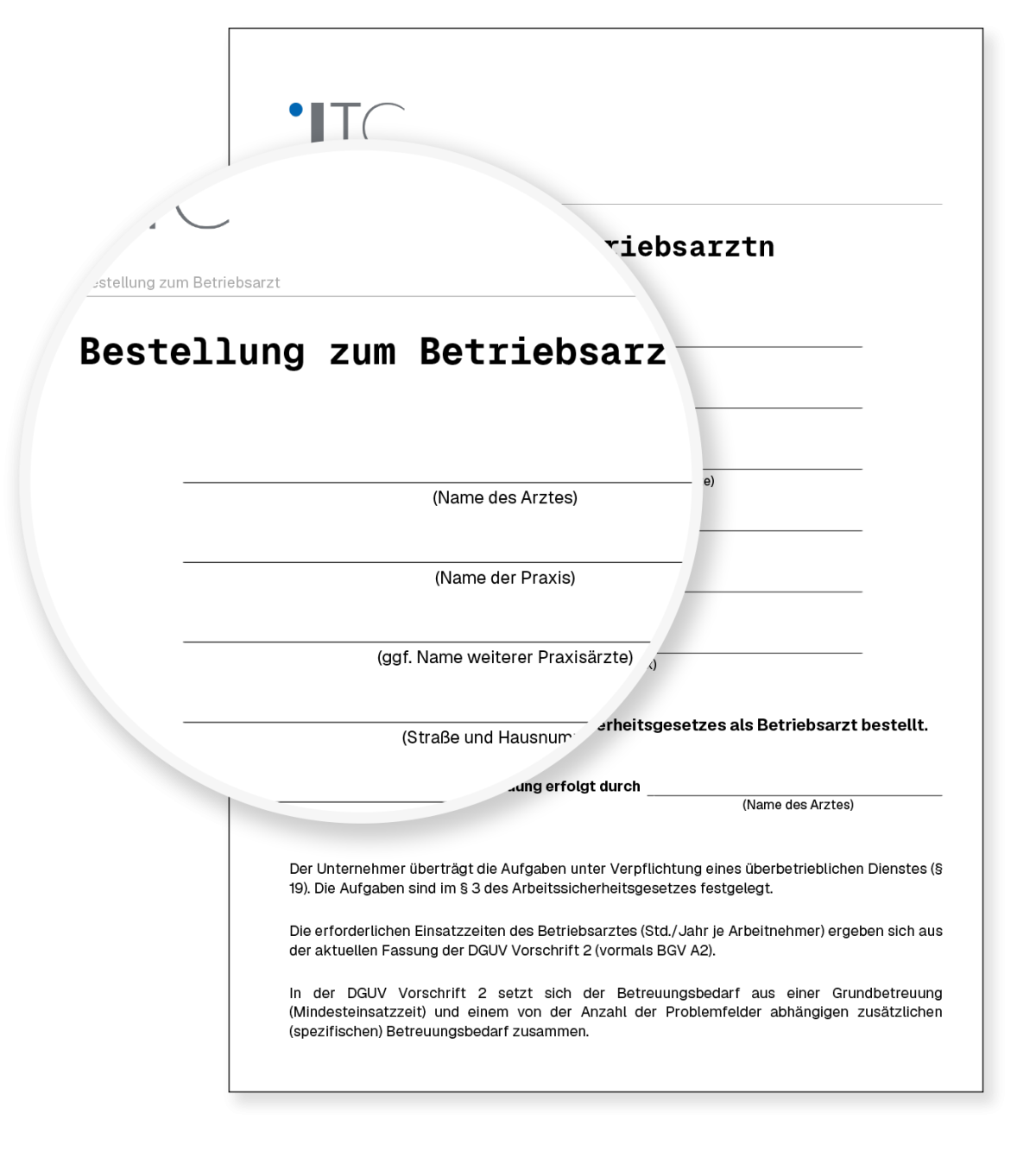 Vorschau: Vorlage Bestellung zum Betriebsarzt