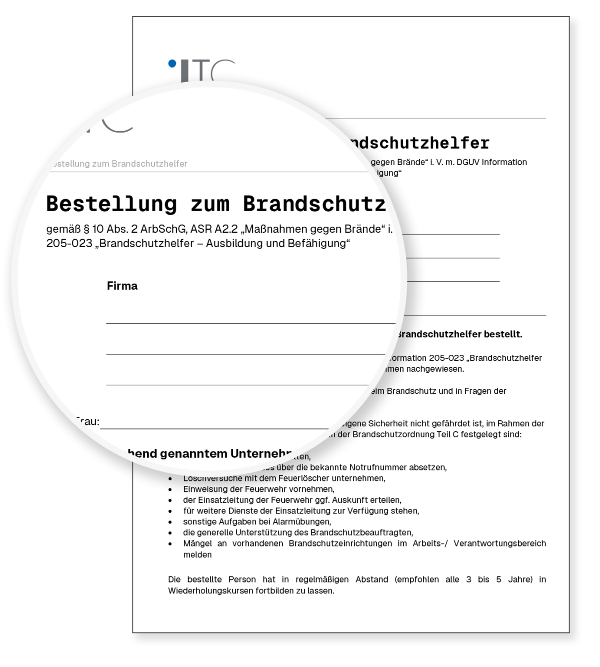 Vorschau: Vorlage Bestellung zum Brandschutzhelfer