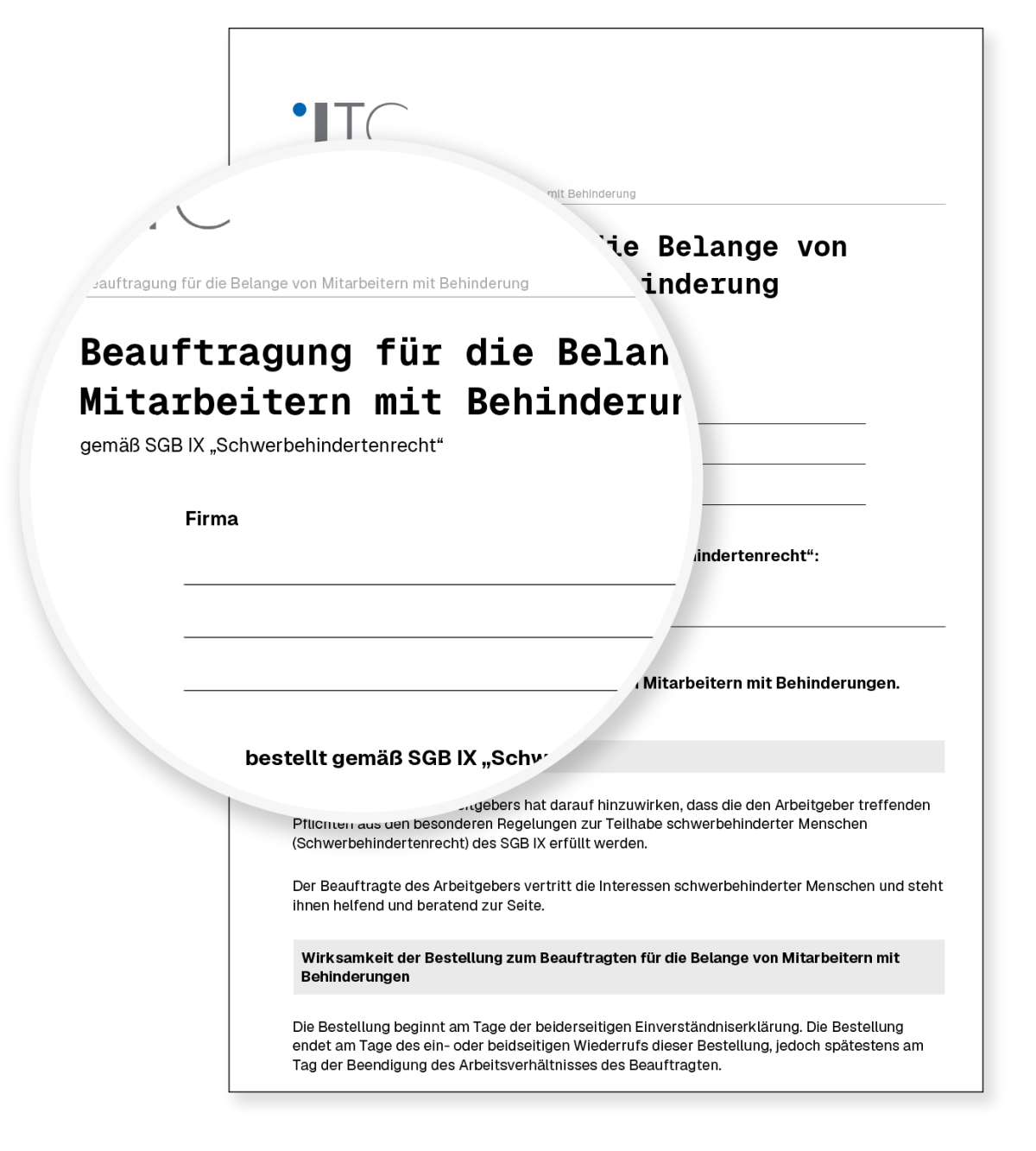 Vorschau: Vorlage Beauftragung für die Belange von Mitarbeitern mit Behinderung