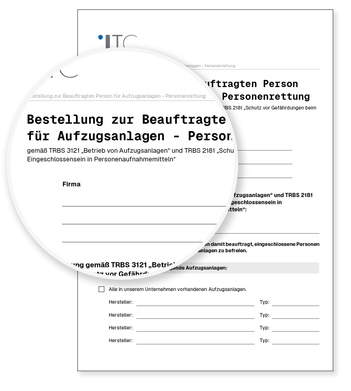 Vorschau: Vorlage Bestellung zur Beauftragten Person für Aufzugsanlagen – Personenrettung