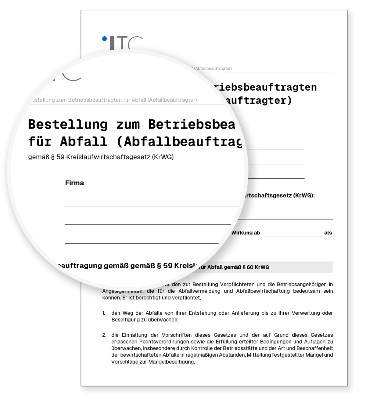 Vorschau: Vorlage Bestellung zum Betriebsbeauftragten für Abfall (Abfallbeauftragter)