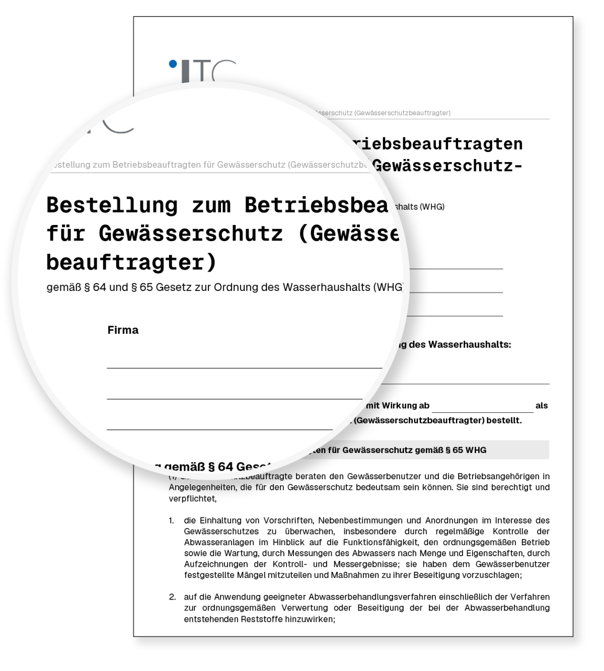 Vorschau: Vorlage Bestellung zum Betriebsbeauftragten für Gewässerschutz (Gewässerschutzbeauftragter)