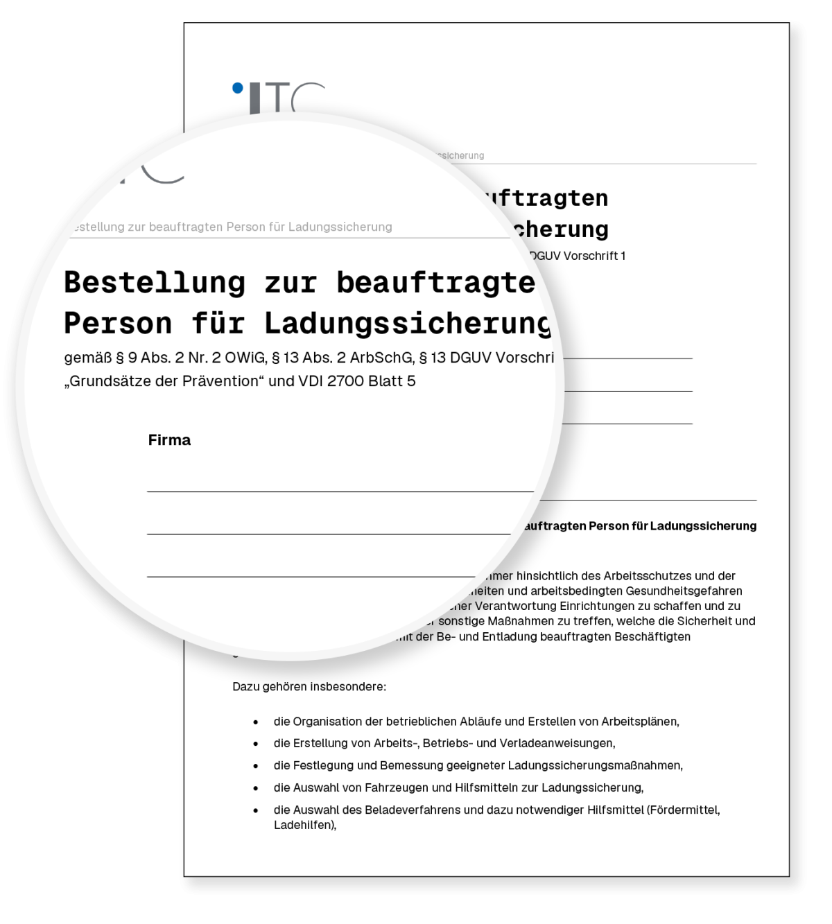 Vorschau: Vorlage Bestellung zur beauftragten Person für Ladungssicherung