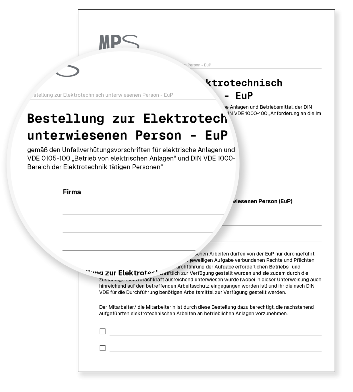 Vorschau: Vorlage Bestellung zur Elektrotechnisch unterwiesenen Person (EuP)