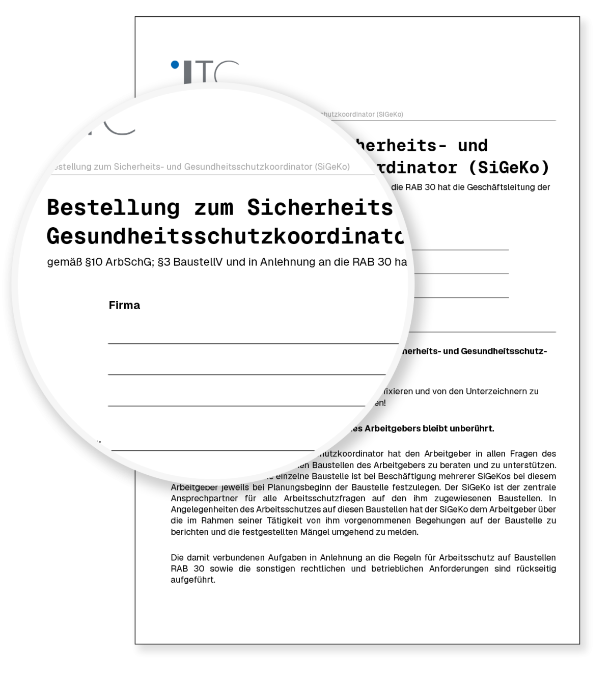 Vorschau: Vorlage Bestellung zum Sicherheits- und Gesundheitsschutzkoordinator (SiGeKo)