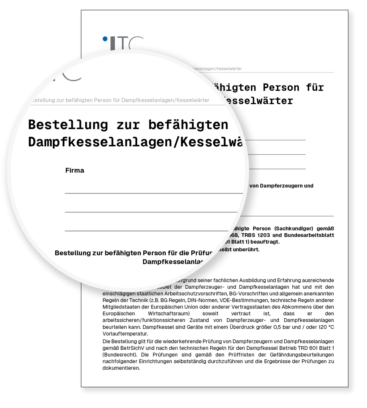 Vorschau: Vorlage Bestellung zur befähigten Person für Dampfkesselanlagen