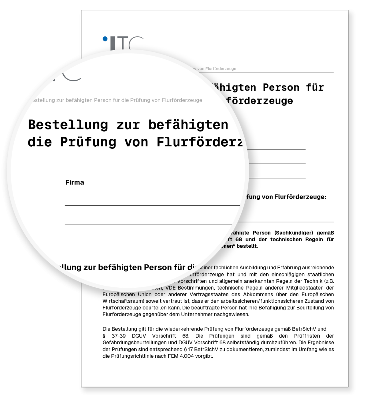 Vorschau: Vorlage Bestellung zur befähigten Person für die Prüfung von Flurförderzeugen