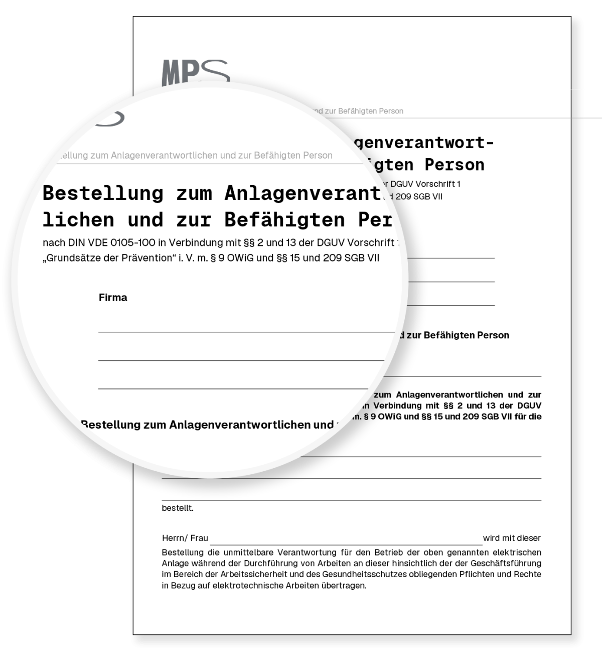 Vorschau: Vorlage Bestellung zum Anlagenverantwortlichen und zur Befähigten Person