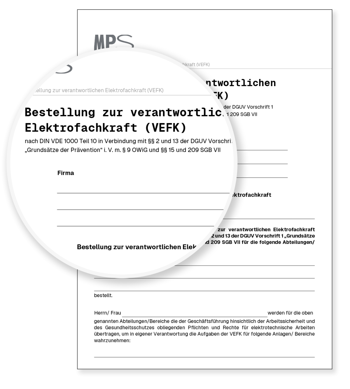 Vorschau: Vorlage Bestellung zur verantwortlichen Elektrofachkraft (VEFK)