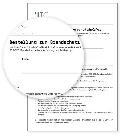 Schriftliche Bestellung zum Brandschutzhelfer – Download