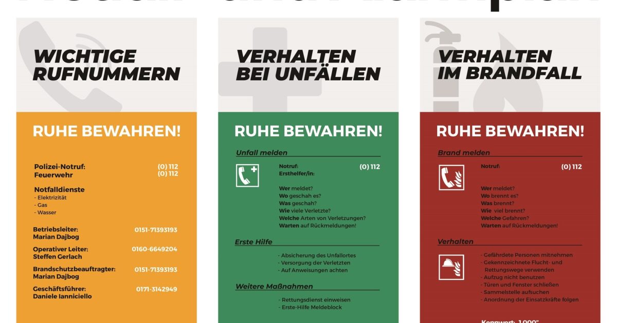 Notfall- Und Alarmplan Aushang – Selbstklebend, 30 X 42 Cm, Nach ASR A1.3