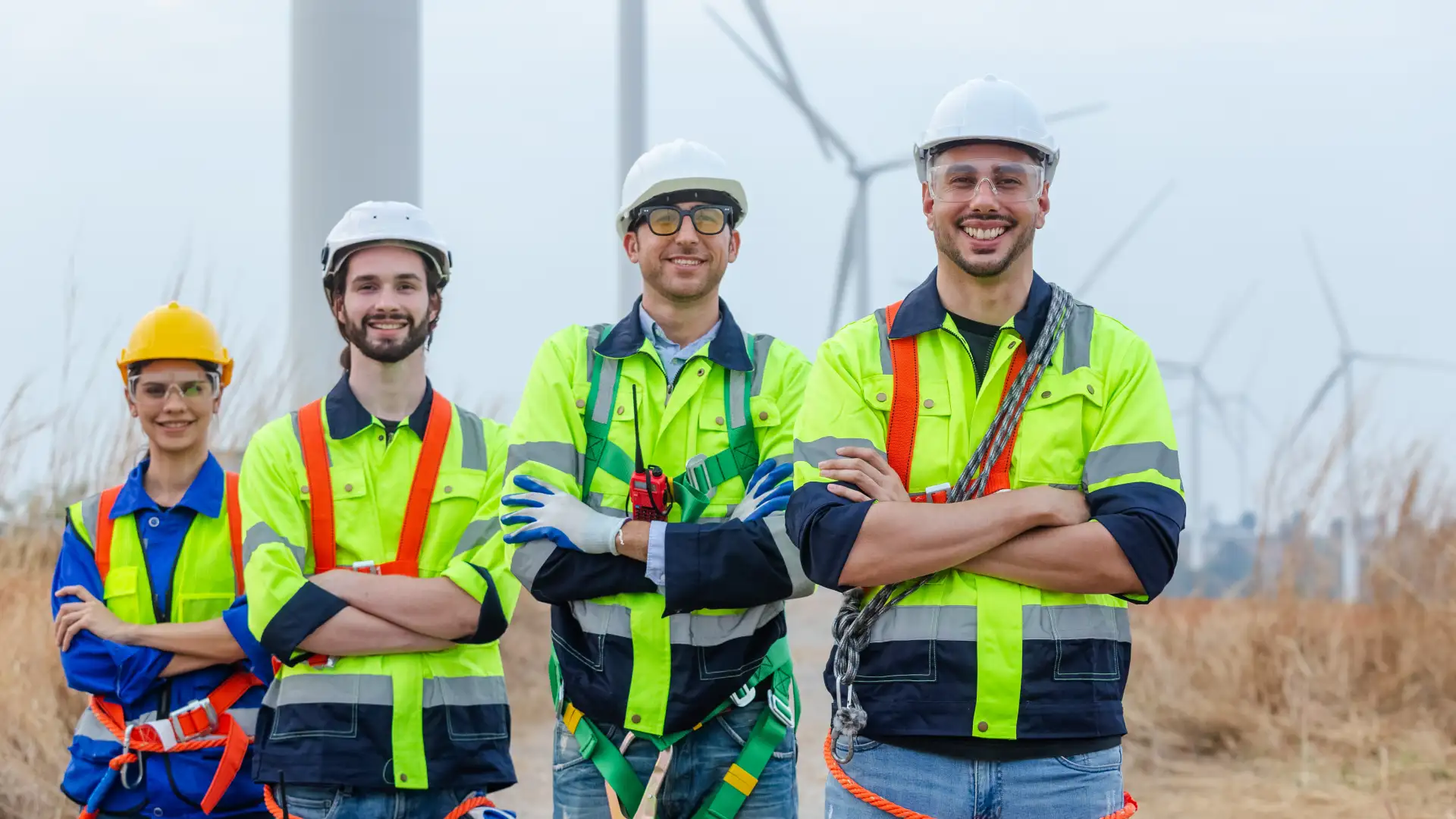 Teamwork engineer wearing safety uniform standing 2026 01 09 01 10 54 utc